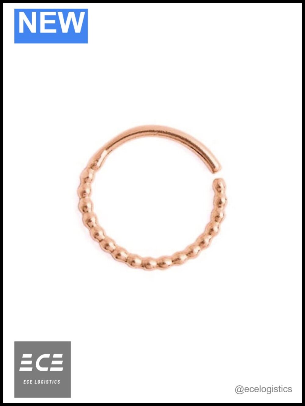 14K Solid Rose Gold Nose Ring 20G 7mm Handmade Dainty Hoop